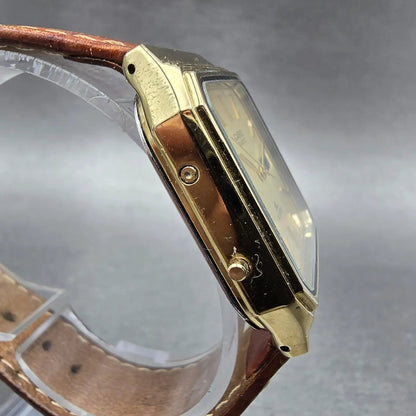 Casio Alarm Watch Men 30mm Gold Dial Gold Tone Octagon MQA-100G New Battery3