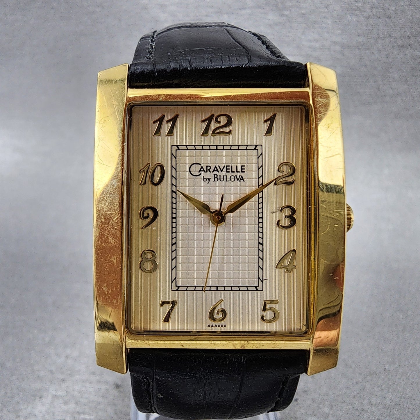 Bulova Caravelle Tank Watch Men 30mm Cream Dial Gold Tone Rectangle New Battery1