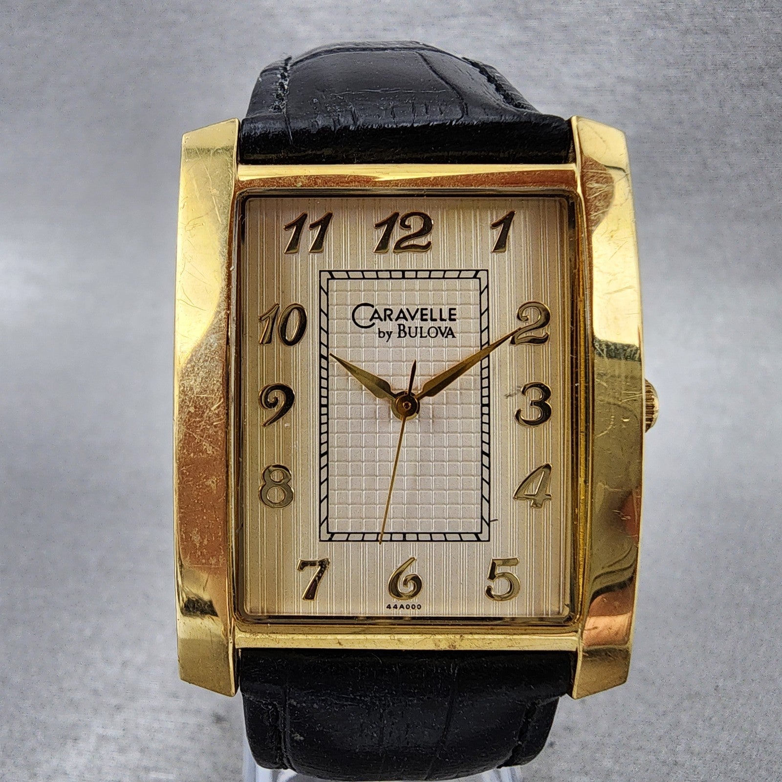 Bulova Caravelle Tank Watch Men 30mm Cream Dial Gold Tone Rectangle New Battery1