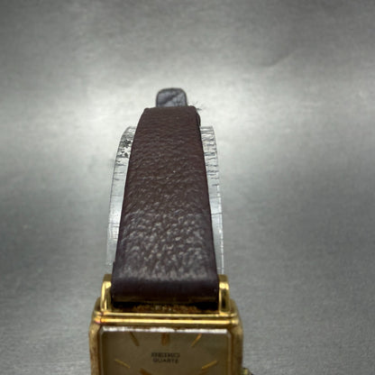 Seiko Exceline Tank Watch Women 18mm Champagne dial Gold Tone 1221-5670 NewBat 44