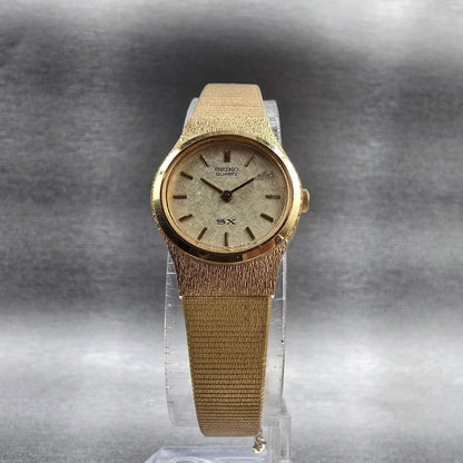 Seiko SX Watch Women 19mm Gold Dial Gold Tone Round 2Y00-0010 New Battery5