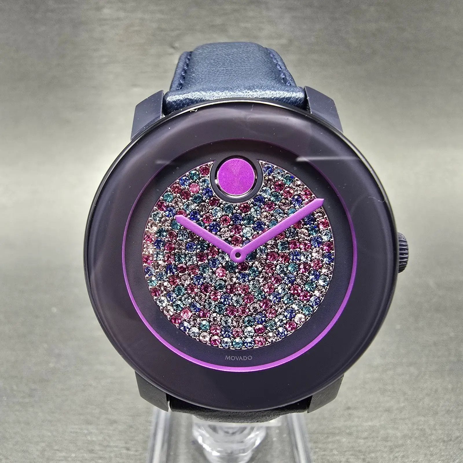 Movado Bold Watch Women 36mm Purple Dial Purple Tone Round 3600263 New Battery0