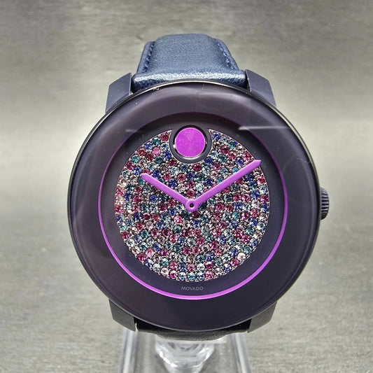 Movado Bold Watch Women 36mm Purple Dial Purple Tone Round 3600263 New Battery0