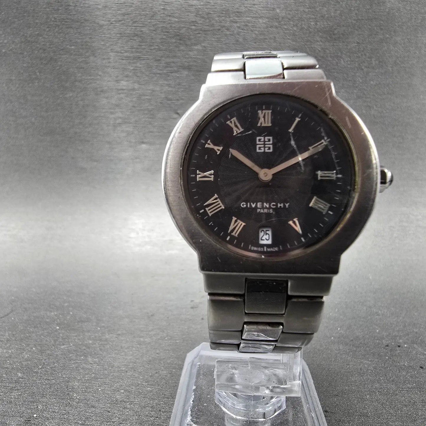 Givenchy Watch Women 32mm Black Dial Steel Date Round New Battery VTG5