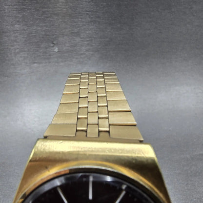 Seiko SQ Watch Men 36mm Black Dial Gold Tone Daydate Round 7546-8419 PARTS5