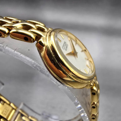 Citizen Watch Women 19mm Ivory Dial Gold Tone Round 5920-S001889 New Battery3