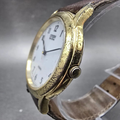 Citizen Eco-Drive Forma Watch Men 34mm White Dial Gold Tone E030-K17373 Runs2