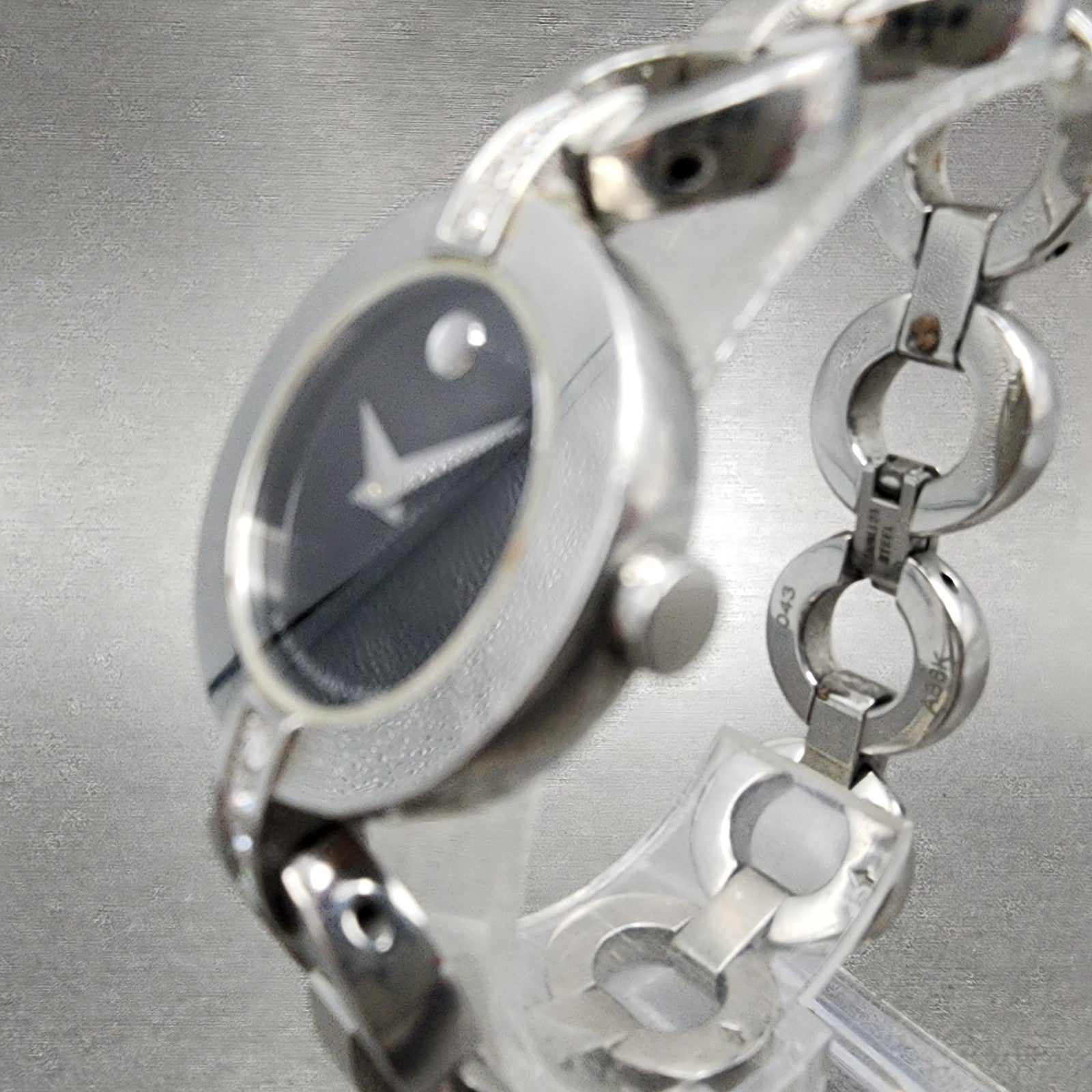 Movado Belamoda Watch Women 25mm Black Dial Steel Diamond Round New Battery2