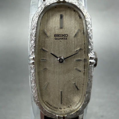 Seiko Watch Women 13mm Silver Dial Silver Tone Oval 1320-5140 New Battery VTG1