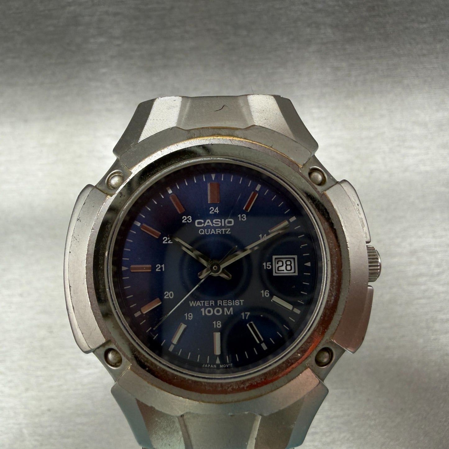 Casio MTP-3036 Watch Men 41mm Blue Dial Silver Tone Date Round PARTS!!!!!!!!!!!!1