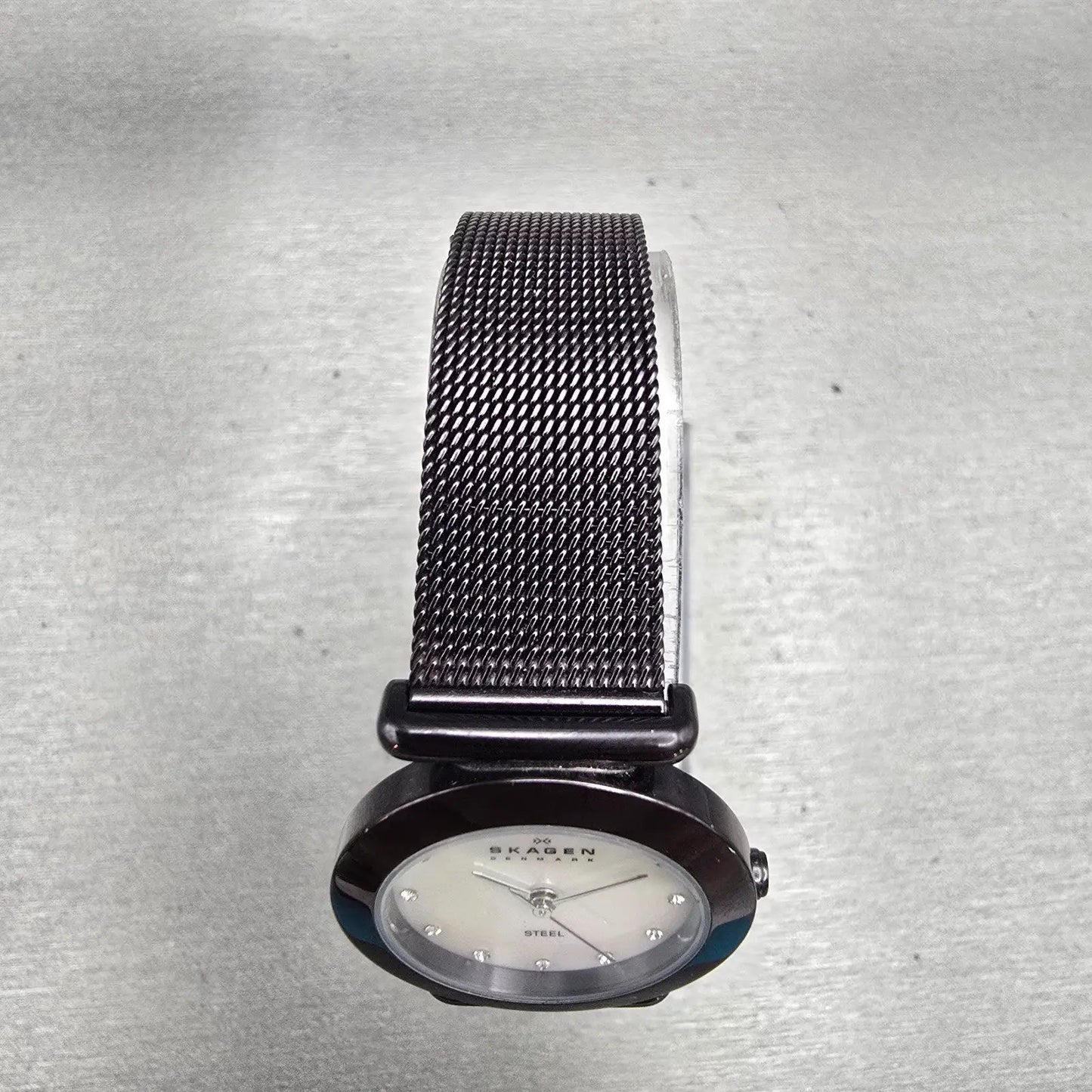 Skagen Steel Watch Women 25mm MOP Dial Dark Brown Tone Round 107SMMD New Battery4