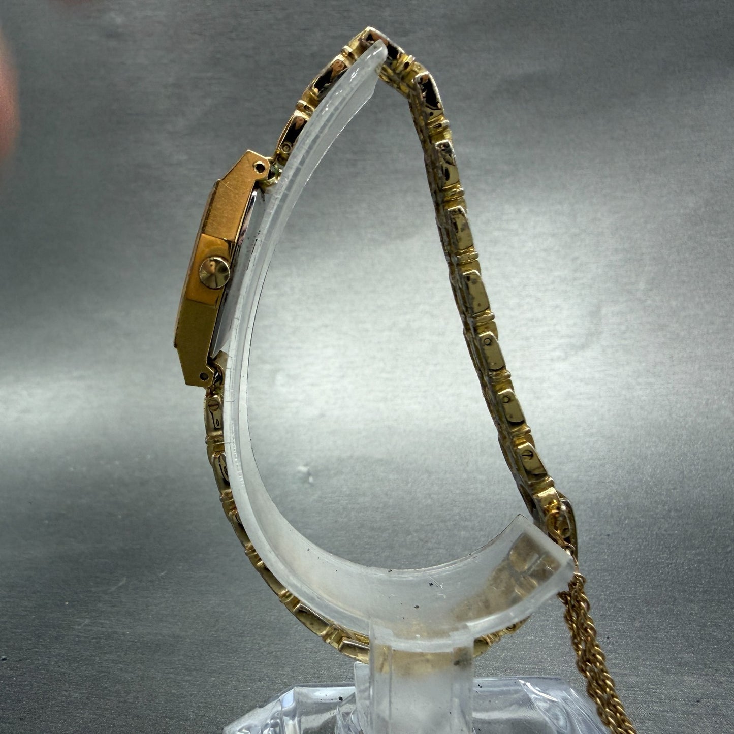 Seiko Watch Women 17mm Champagne Dial Gold Tone Octagon 1221-5540 New Battery6