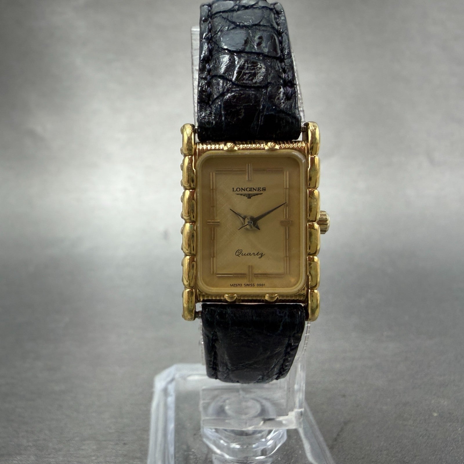 Longines Tank Watch Women 17mm Gold Dial Gold Tone Rectangle New Battery VTG5