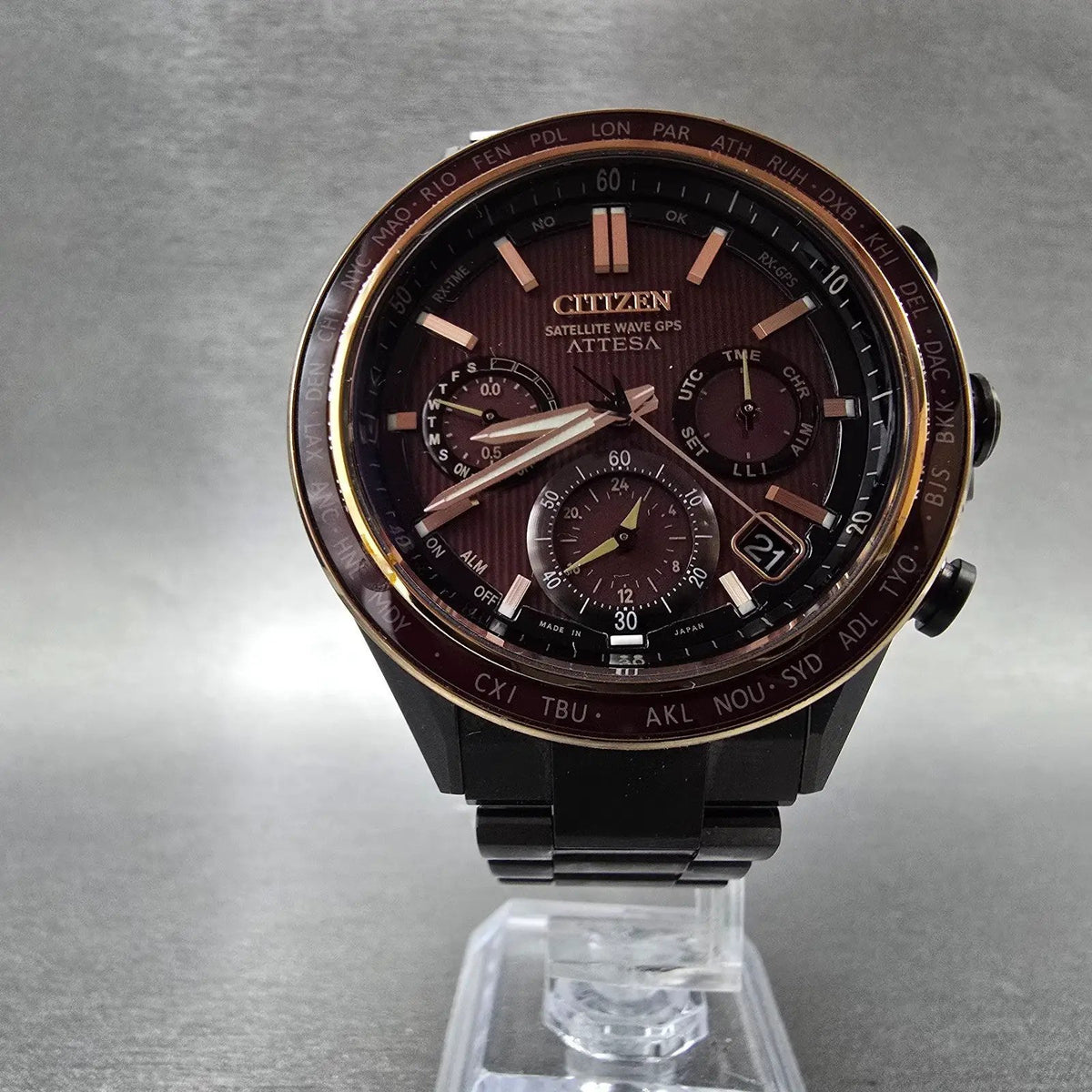 Citizen Attesa Satellite Wave GPS Watch Men Red Dial Black Date Power of Antares6
