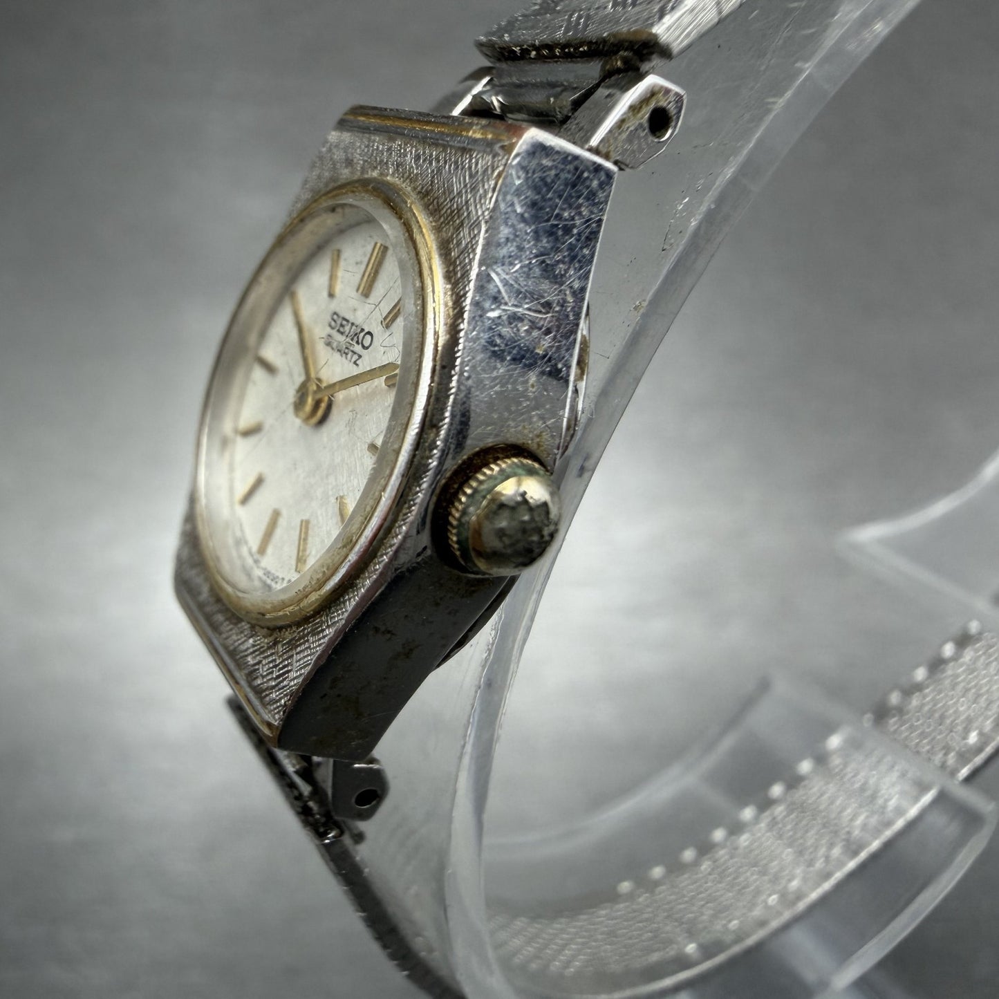 Seiko Watch Women 17mm Silver Dial Two Tone Round 5420-0129 New Battery VTG ATD2