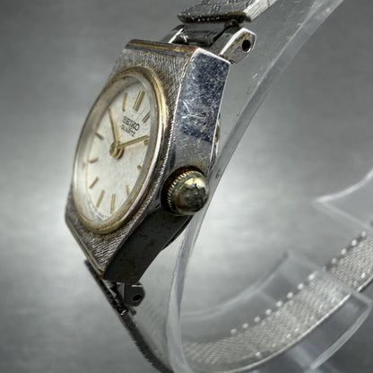 Seiko Watch Women 17mm Silver Dial Two Tone Round 5420-0129 New Battery VTG ATD2