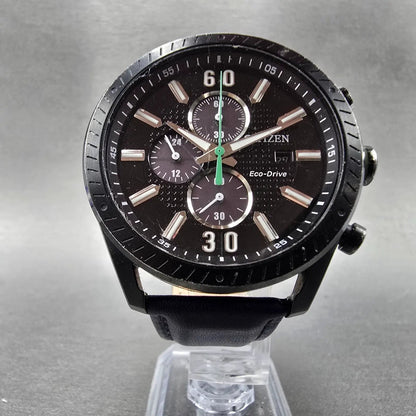 Citizen Eco-Drive Chronograph Watch Men 42mm Black Dial Black Tone Date Runs5