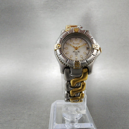 Bulova Marine Star Dive Watch Women 25mm MOP Dial Two Tone Date Round New batt5