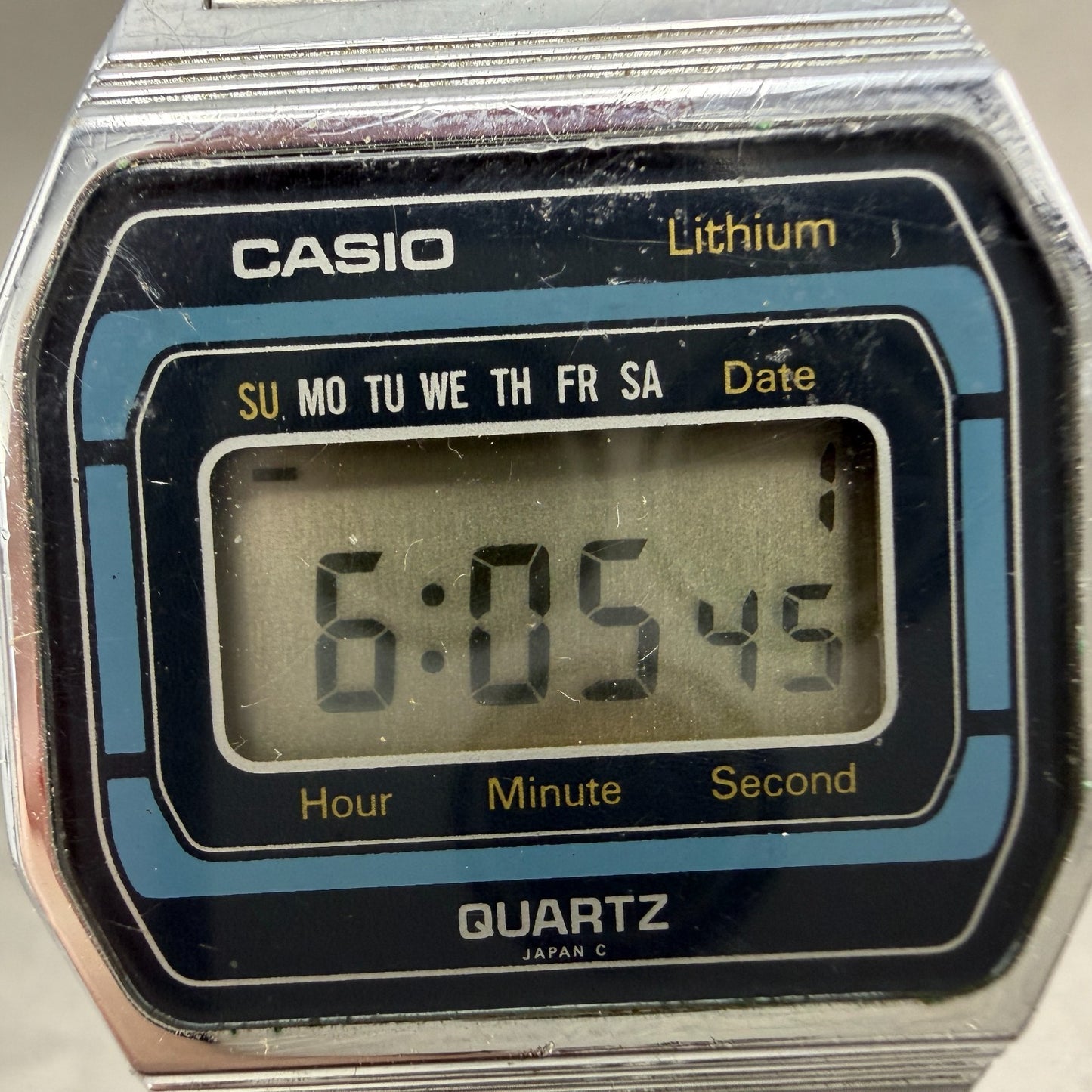 Casio 155-B817 Watch Men 34mm Digital Silver Tone Octagon Daydate READ!!! NewBat1