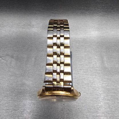 Seiko SQ Watch Men 35mm Black Dial Gold Tone Daydate Round 5Y23-8049 New Batt KL4