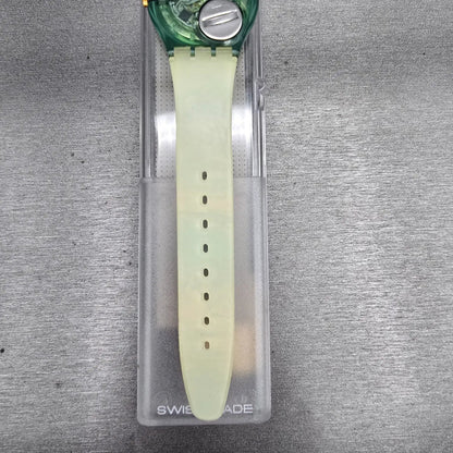 Swatch Sole Mio Watch Men 34mm Blue Dial Green Case GM124 New Battery NOS8