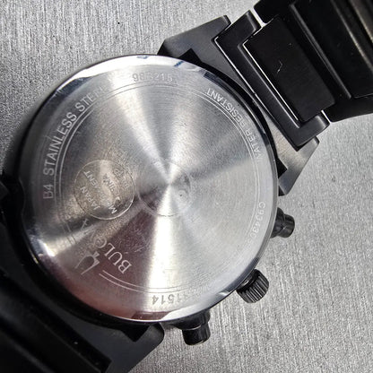Bulova Watch Men 41mm Black Dial Black Tone Chronograph Date 98B215 New Battery10