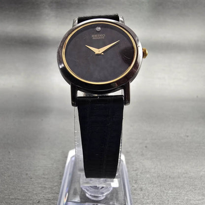 Seiko Watch Women 25mm Black Dial Black Tone Round 1N00-0C99 New Battery Vintage5