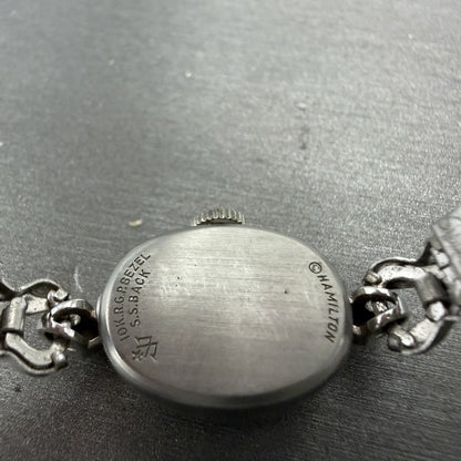 Hamilton Watch Women 14mm White Dial 10K White Gold Plated Manual Wind Runs BCH9