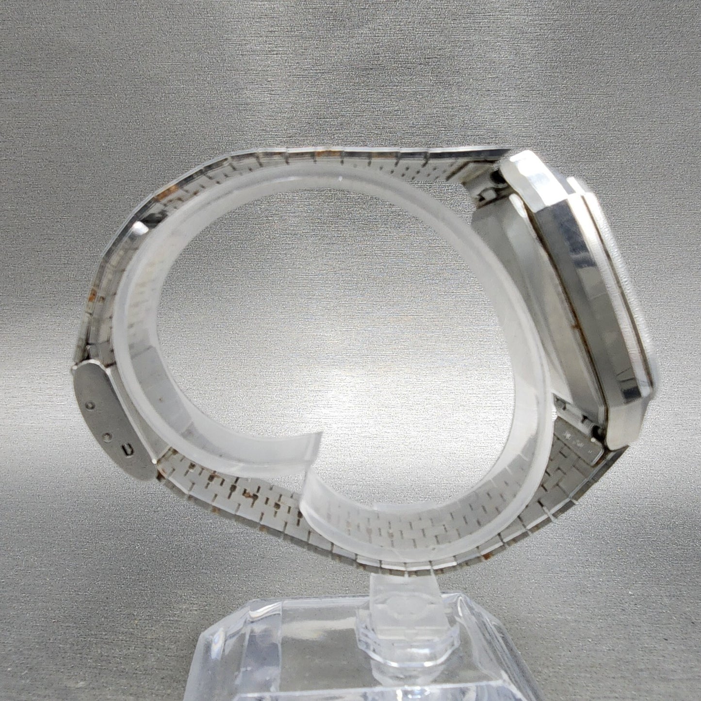 Seiko Watch Men 33mm Brown Dial Silver Tone Date Rectangle 0842-5010 New Battery