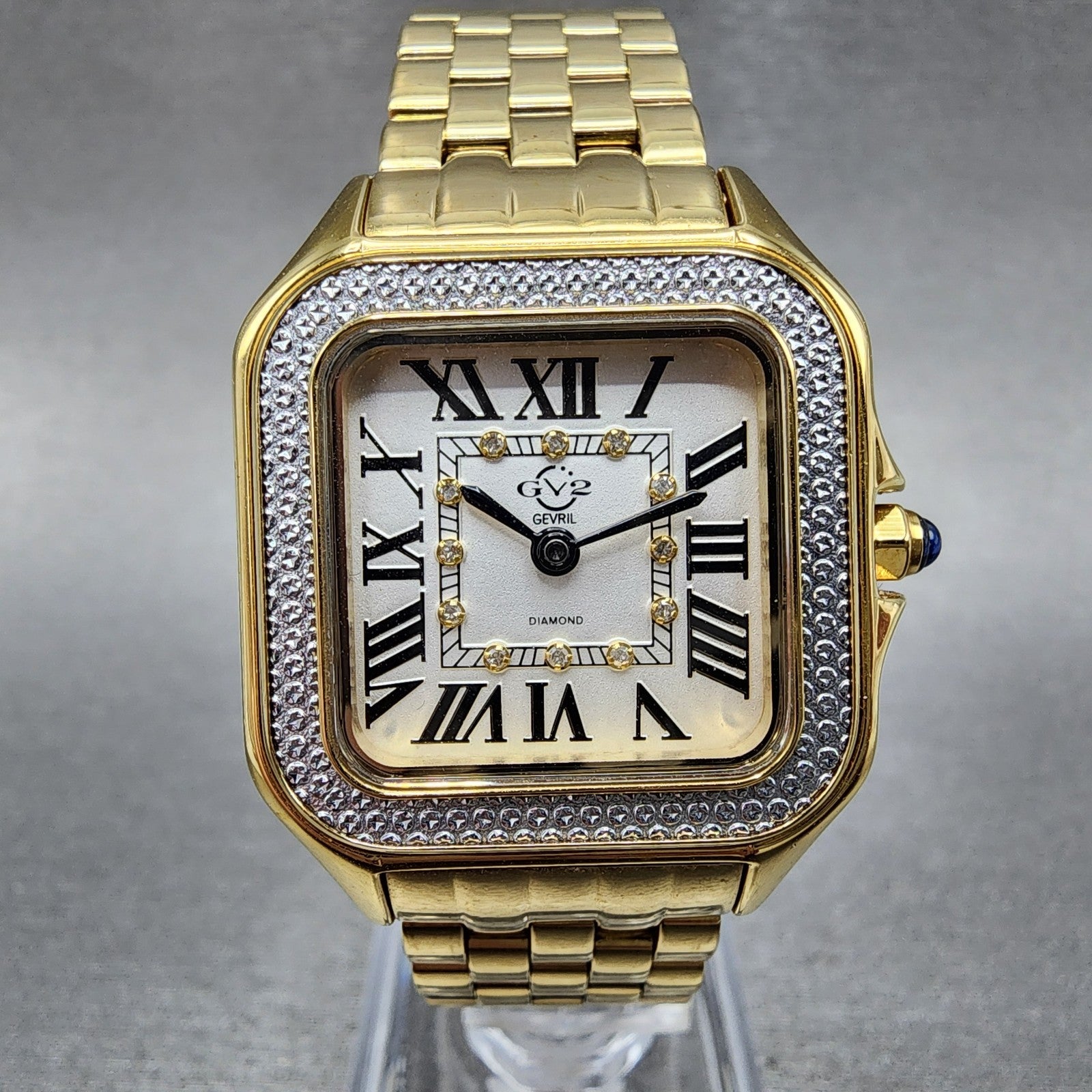 Gevril GV2 Milan Watch Women 28mm White Dial Gold Tone Diamond Accetns 12113B0