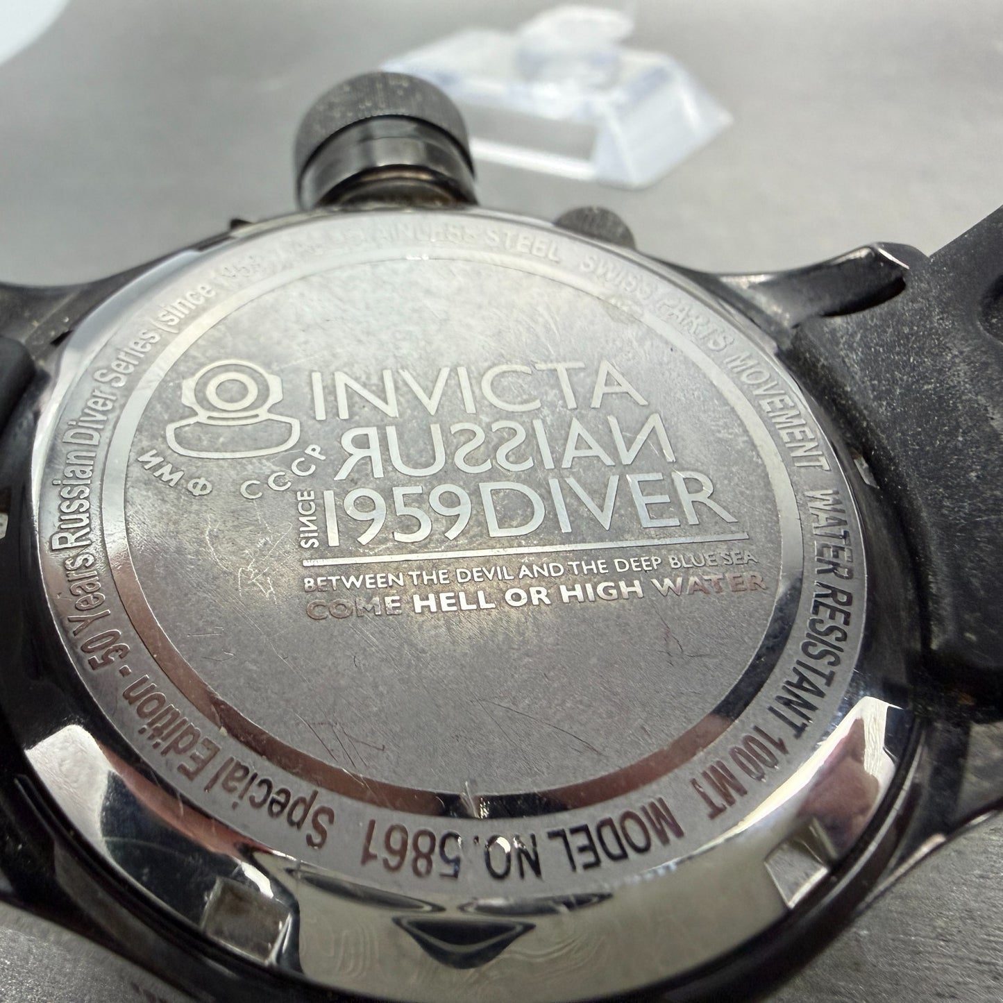 Invicta Russian Diver GMT Watch Men 52mm Black Dial Black Tone Date 5861 New Bat10