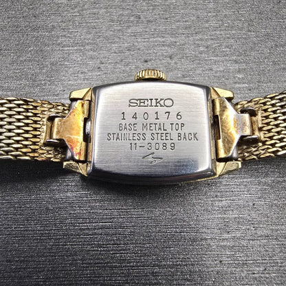 Seiko Watch Women 15mm Gold Dial Gold Tone Oval 11-3089 VTG Mechanical Works10