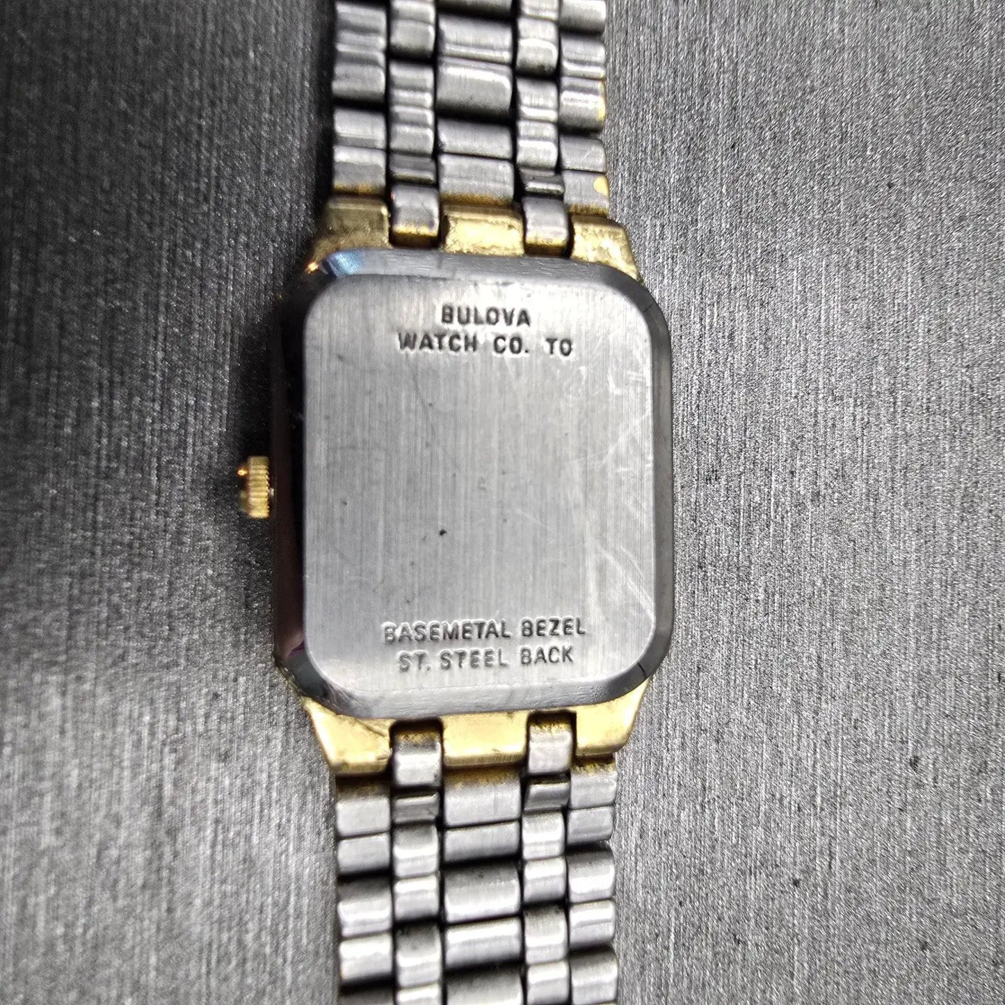 Bulova Watch Women 19mm Gold Dial Gold Tone Rectangle Vintage New Battery10