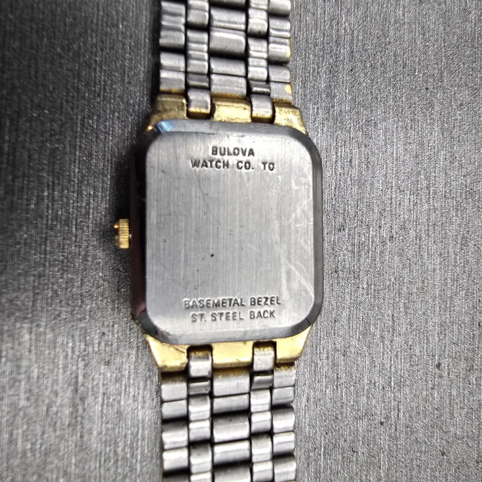 Bulova Watch Women 19mm Gold Dial Gold Tone Rectangle Vintage New Battery10