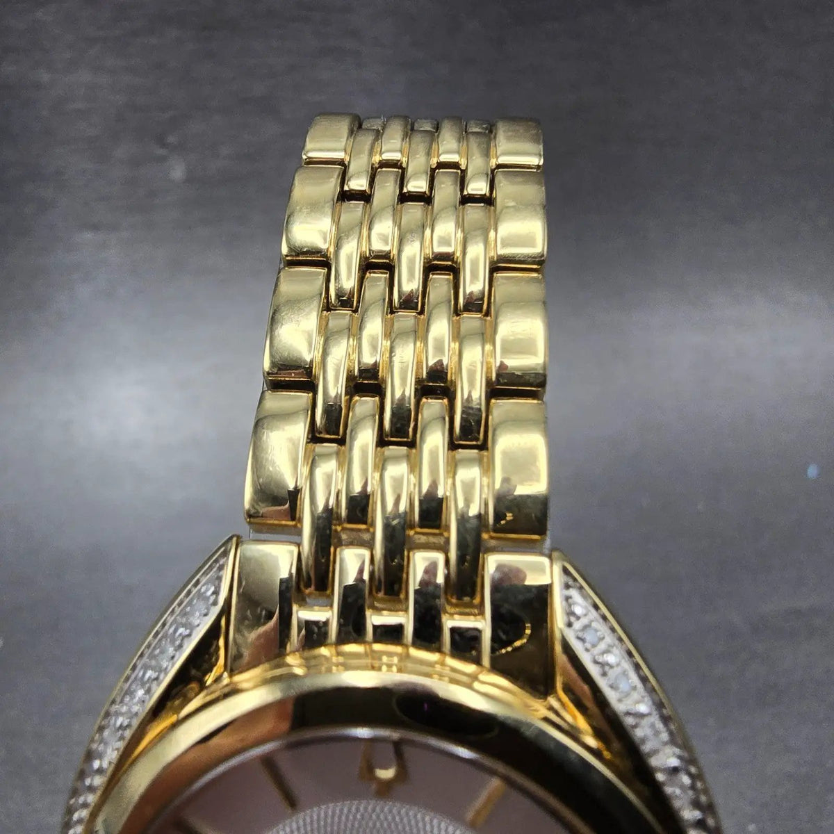 Bulova Watch Women 30mm White Dial Gold Tone Round 98R298 Crystal Bezel Works5