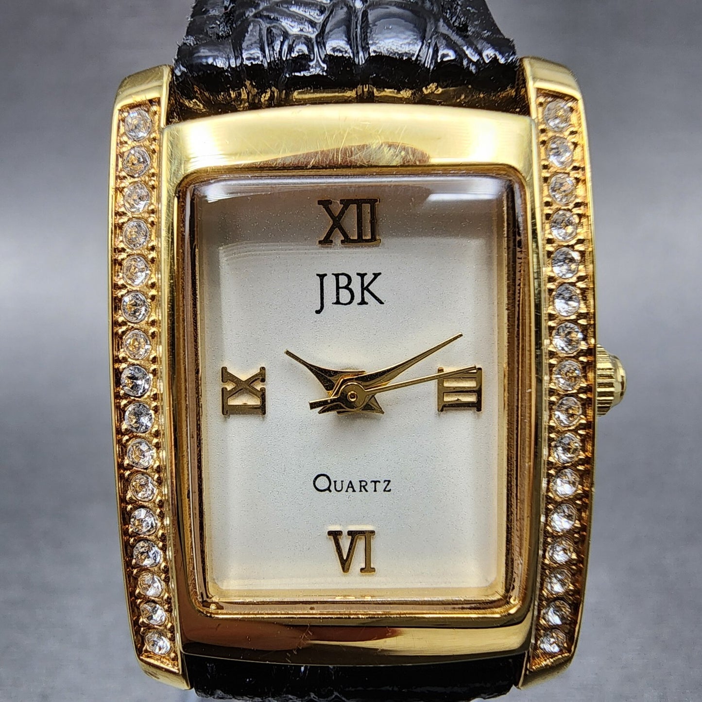 JBK Jacqueline Kennedy Tank Watch Women 22mm White Dial Gold Tone Rectangle Runs1