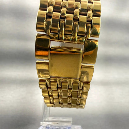 Seiko Watch Women 23mm Gold Dial Gold Tone Rectangle 4N00-6298 New Battery VTG7
