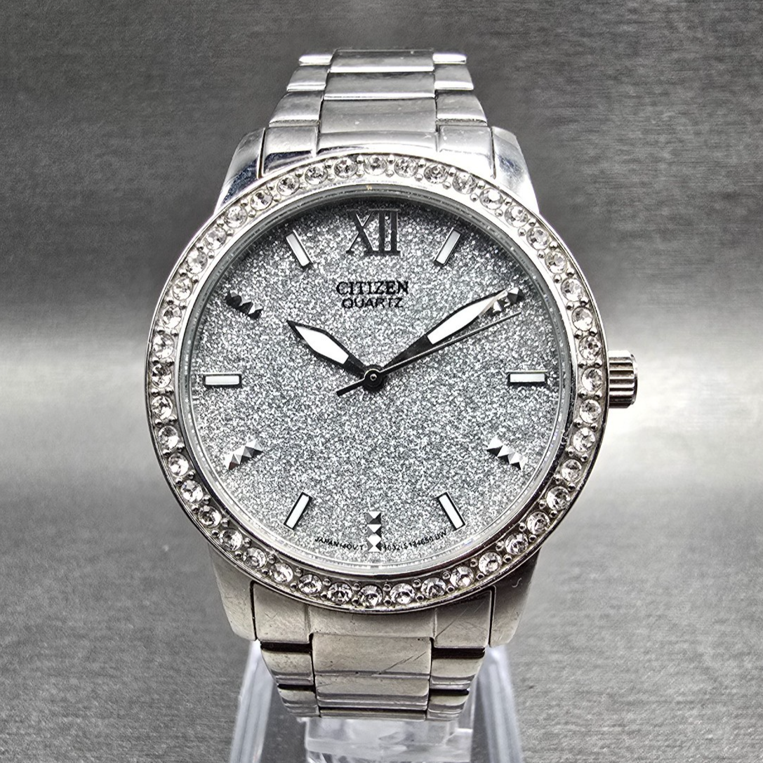Citizen Watch Women 35mm Silver Dial Silver Gemmed Roun 1032-S086230 New Battery0
