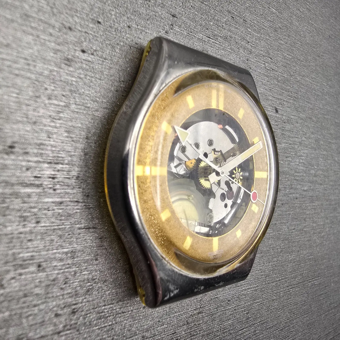 Swatch Golden Sphere Watch Men 39mm Skeleton Dial Silver Case GX102 New Battery3