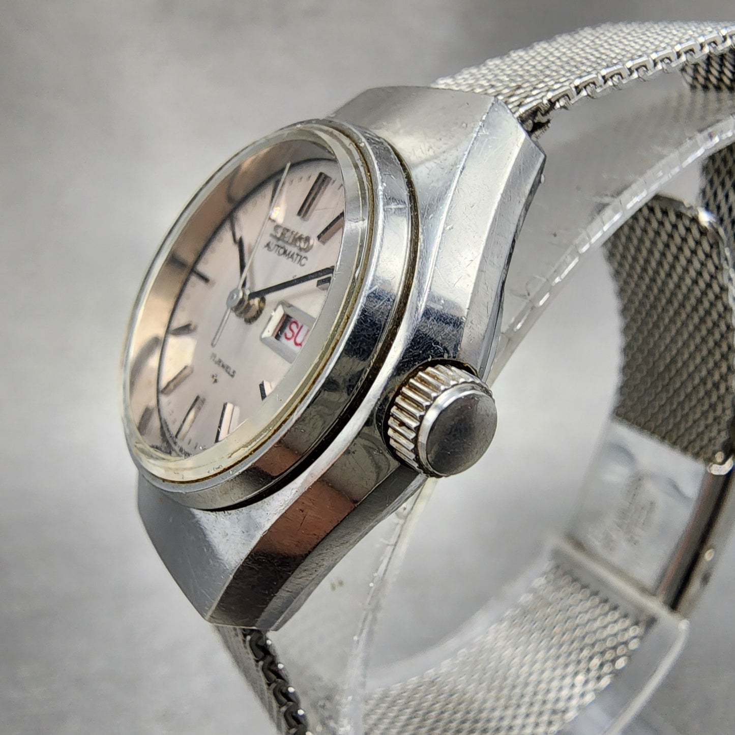 Seiko Automatic Watch Women 24mm Silver Dial Silver Tone Daydate 22060040 Runs2
