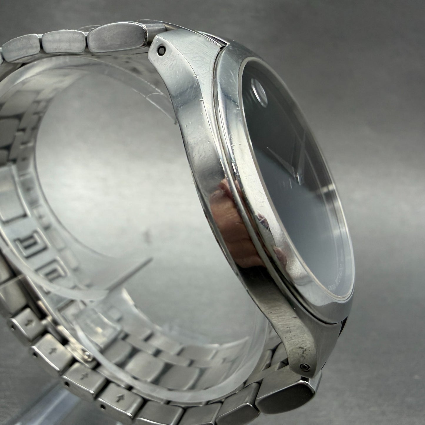 Movado Museum Watch Men 39mm Black Dial Silver Tone 01.1.14.1085 New Battery3