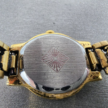 Seiko Watch Women 20mm White & Gold Dial Gold Tone Round 1N01 New Battery