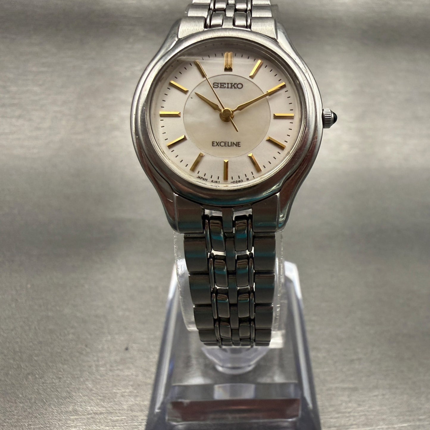 Seiko Exceline Watch Women 24mm MOP Dial Silver Tone Round 4J41-0030 New Battery5