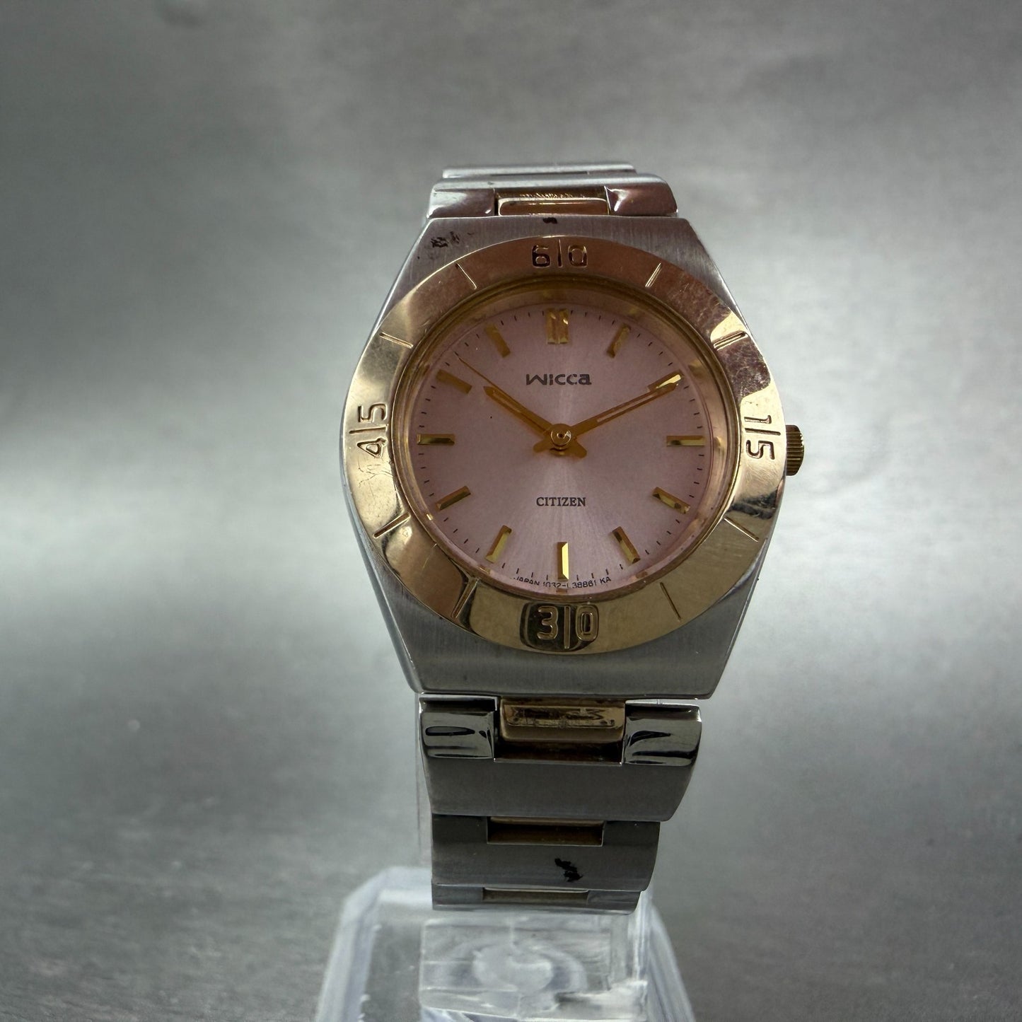 Citizen Wicca Watch Women 26mm Pink Dial Two Tone Round 1032-L20778 New Battery5