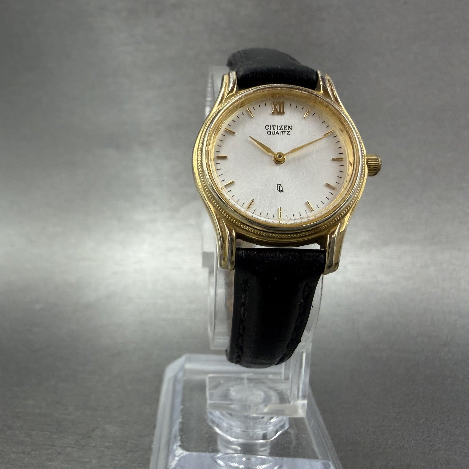 Citizen CQ Watch Women 23mm Silver Dial Gold Tone Round 3220-S32992 New Batt5