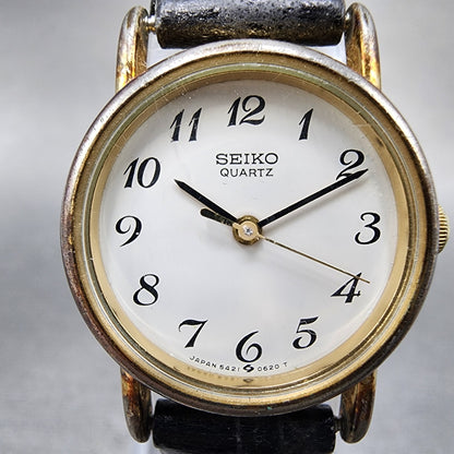 Seiko Watch Women 22mm White Dial Gold Tone Round 54210120 New Batter1