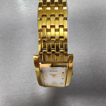 Wittnauer Ovation Tank Watch Women 19mm White Dial Gold Tone Rectangle New Batt4