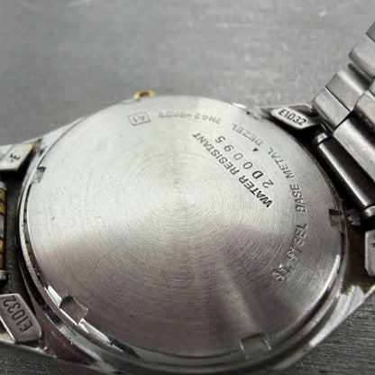 Seiko Watch Men 35mm Silver Dial Two Tone Date Round 7N42-8A39 New Battery VTG9