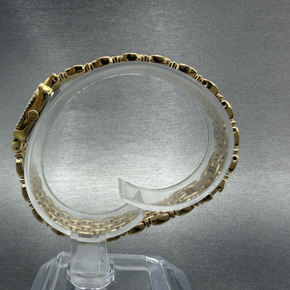 Wittnauer Tank Watch Women 13mm Gold Dial Gold Tone Crystal Bezel New Battery6