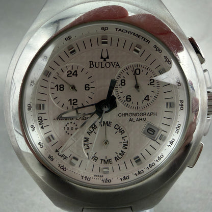 Bulova Marine Star Chrono Watch Men 47mm Silver Dial Silver Date 96B98 New Batt1